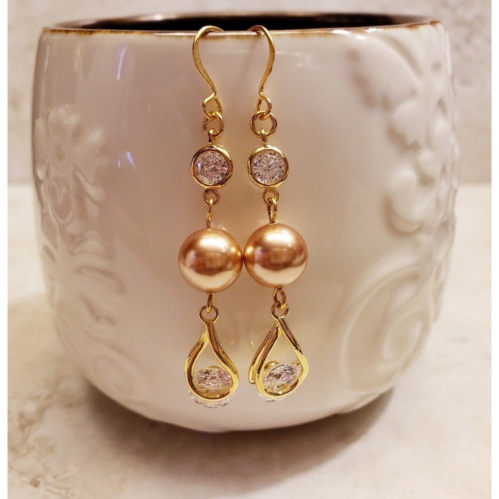 Gorgeous Pearl and CZ Earrings